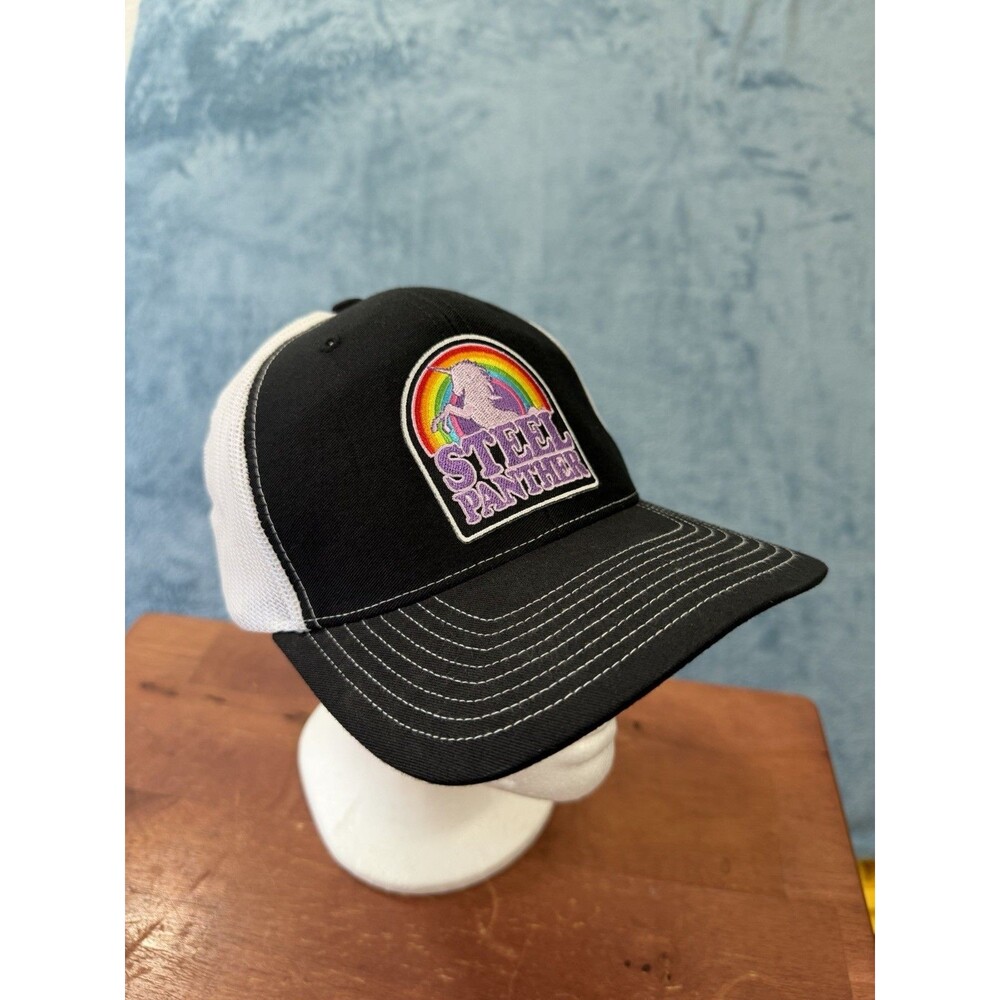 Steel Panther Trucker Hat Rainbow Unicorn Richardson 112 Snapback Cap Black Whit